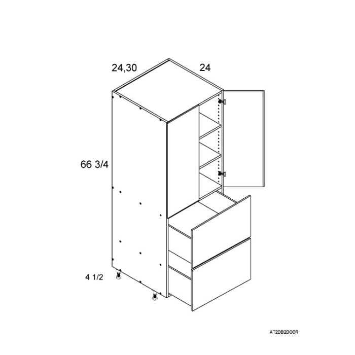 RTA Euro Cafe 30" x 71-1/4" Utility Cabinet with 2 Doors and 2 Drawers