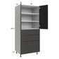 RTA Euro Cafe 30" x 71-1/4" Utility Cabinet with 2 Doors and 3 Drawers