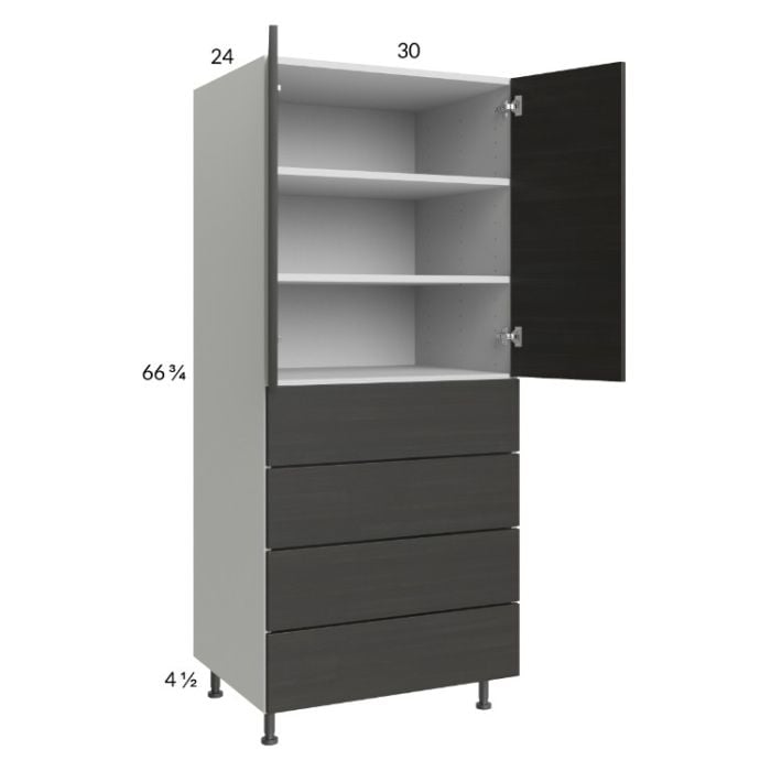 RTA Euro Cafe 30" x 71-1/4" Utility Cabinet with 2 Doors and 4 Drawers