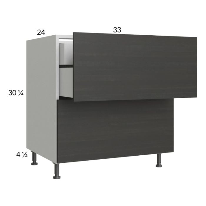 RTA Euro Cafe 33" 2-Drawer Base Cabinet with 1 Inner Drawer and 1 Finished End Panel