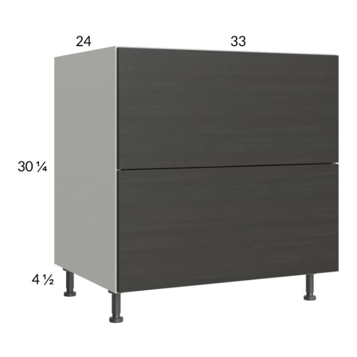 RTA Euro Cafe 33" 2-Drawer Base Cabinet with 1 Inner Drawer and 2 Finished End Panels