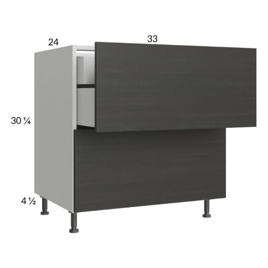 RTA Euro Cafe 33" 2-Drawer Base Cabinet with 1 Inner Drawer