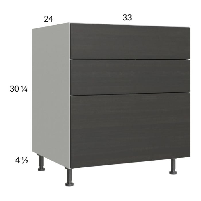 RTA Euro Cafe 33" 2-Drawer Range Base Cabinet with 1 False Drawer Front and 1 Finished End Panel