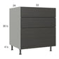 RTA Euro Cafe 33" 2-Drawer Range Base Cabinet with 1 False Drawer Front