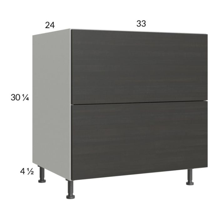 RTA Euro Cafe 33" 2-Drawer Range Base Cabinet with 2 Finished End Panels