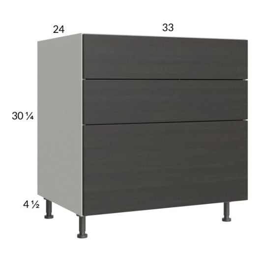 RTA Euro Cafe 33" 3-Drawer Base Cabinet