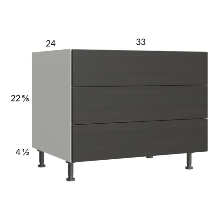 RTA Euro Cafe 33" 3-Drawer Desk Base Cabinet