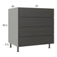 RTA Euro Cafe 33" 3-Drawer Range Base Cabinet with 1 False Drawer Front and 1 Finished End Panel