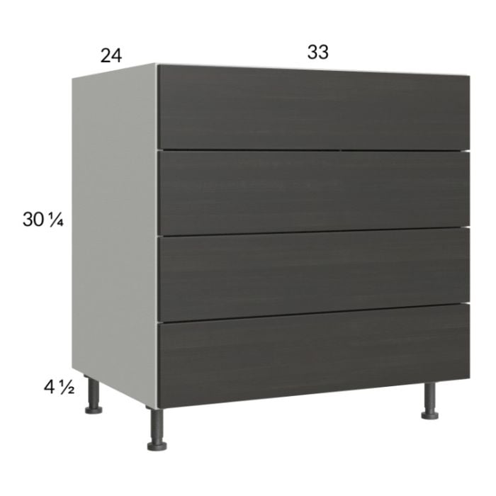 RTA Euro Cafe 33" 4-Drawer Base Cabinet with 2 Finished End Panels