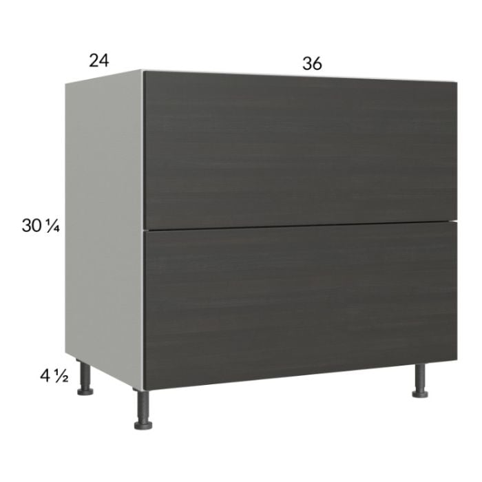 RTA Euro Cafe 36" 2-Drawer Base Cabinet with 1 Inner Drawer and 2 Finished End Panels