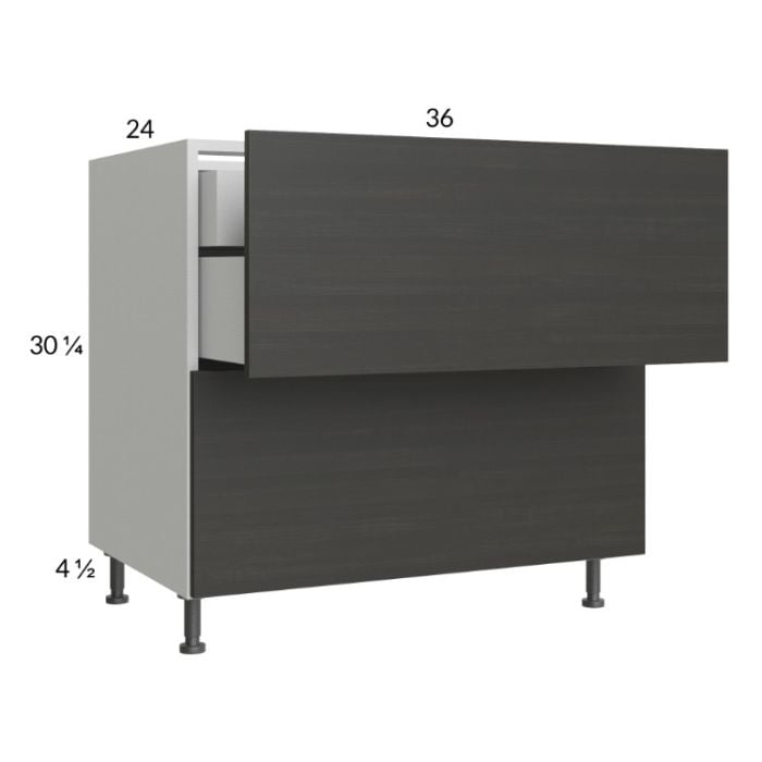 RTA Euro Cafe 36" 2-Drawer Base Cabinet with 1 Inner Drawer