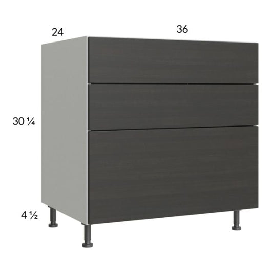 RTA Euro Cafe 36" 2-Drawer Range Base Cabinet with 1 False Drawer Front and 2 Finished End Panels