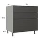 RTA Euro Cafe 36" 2-Drawer Range Base Cabinet with 1 False Drawer Front