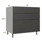 RTA Euro Cafe 36" 3-Drawer Base Cabinet with 1 Finished End Panel