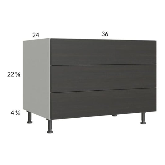RTA Euro Cafe 36" 3-Drawer Desk Base Cabinet with 1 Finished End Panel