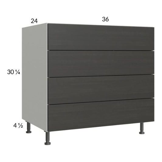 RTA Euro Cafe 36" 4-Drawer Base Cabinet with 1 Finished End Panel