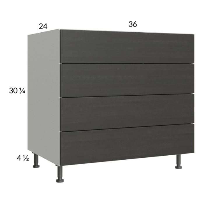 RTA Euro Cafe 36" 4-Drawer Base Cabinet with 2 Finished End Panels
