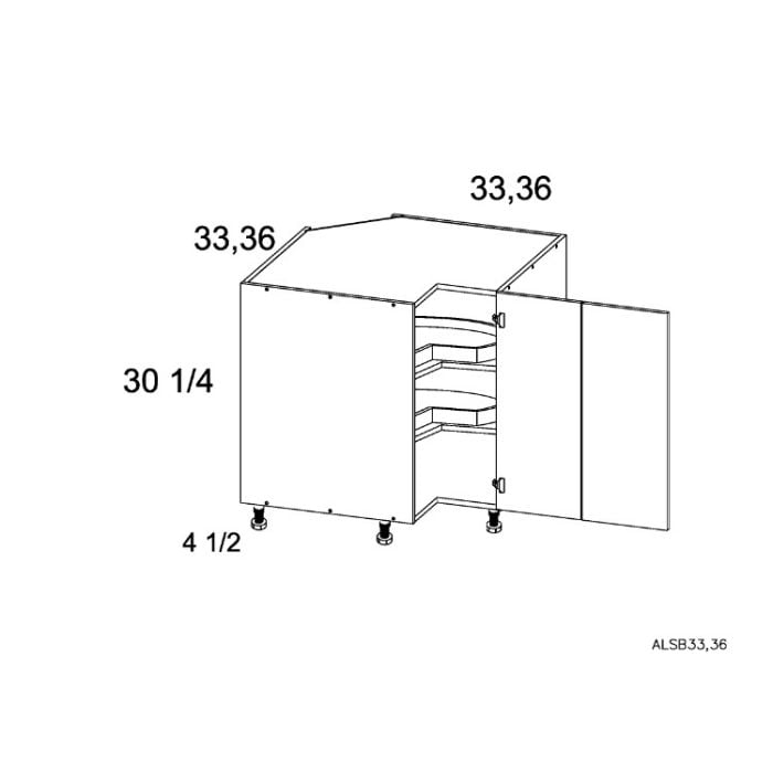 RTA Euro Cafe 36" Lazy Susan Base Cabinet with 2 Finished End Panels