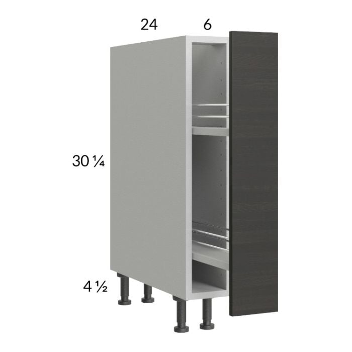 RTA Euro Cafe 6" Full Height Door Base Pullout Cabinet with 2 Finished End Panels