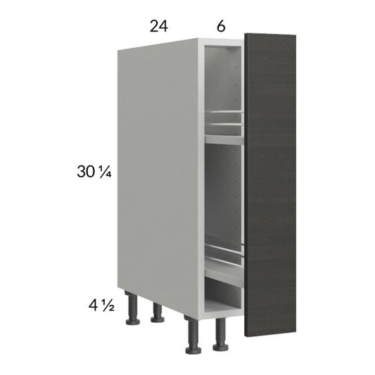 RTA Euro Cafe 6" Full Height Door Base Pullout Cabinet with 2 Finished End Panels