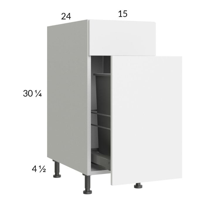 RTA Euro Gloss 15" Base Cabinet with Single Trashcan Pullout