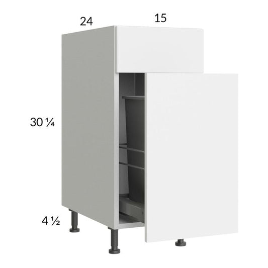 RTA Euro Gloss 15" Base Cabinet with Single Trashcan Pullout
