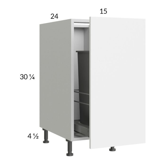 RTA Euro Gloss 15" Full Height Door Base Cabinet with Single Trashcan Pullout