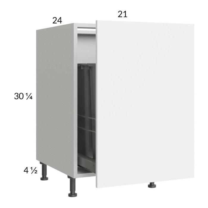 RTA Euro Gloss 21" Full Height Door Base Cabinet with Double Trashcan Pullout
