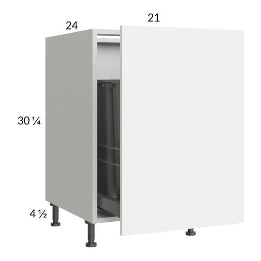 RTA Euro Gloss 21" Full Height Door Base Cabinet with Double Trashcan Pullout