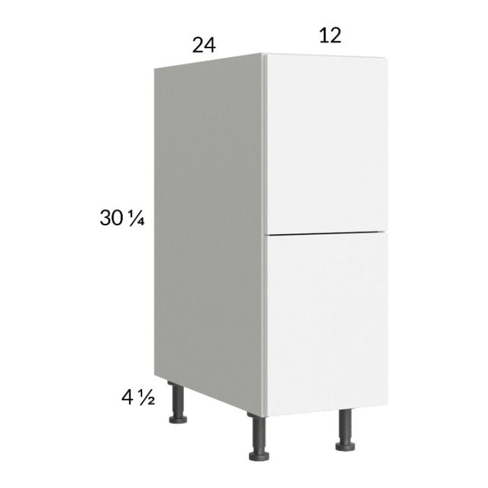 RTA Euro Gloss White 12" 2-Drawer Base Cabinet with 1 Inner Drawer and 2 Finished End Panels