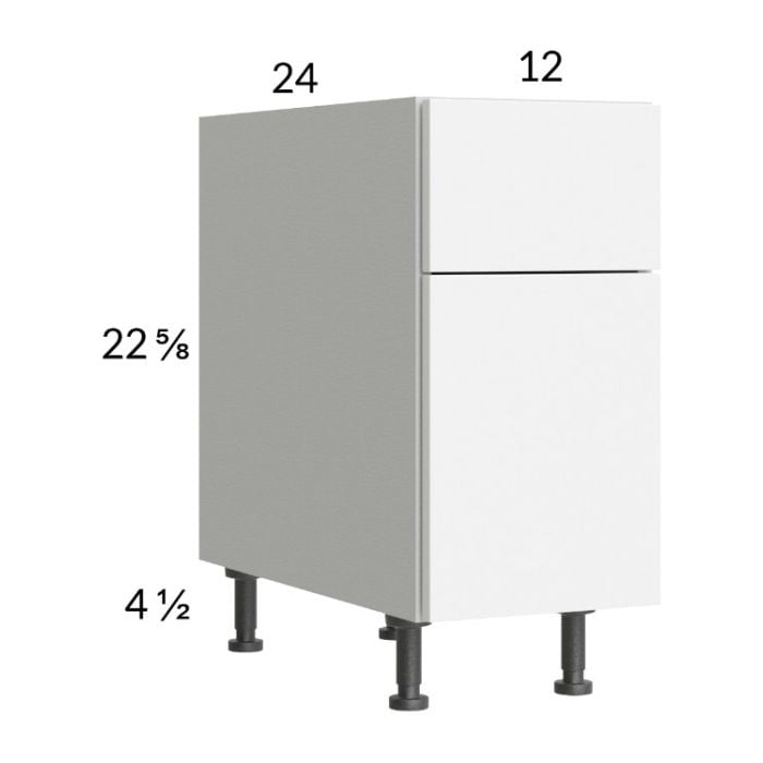 RTA Euro Gloss White 12" 2-Drawer Desk Base Cabinet and 2 Finished End Panels