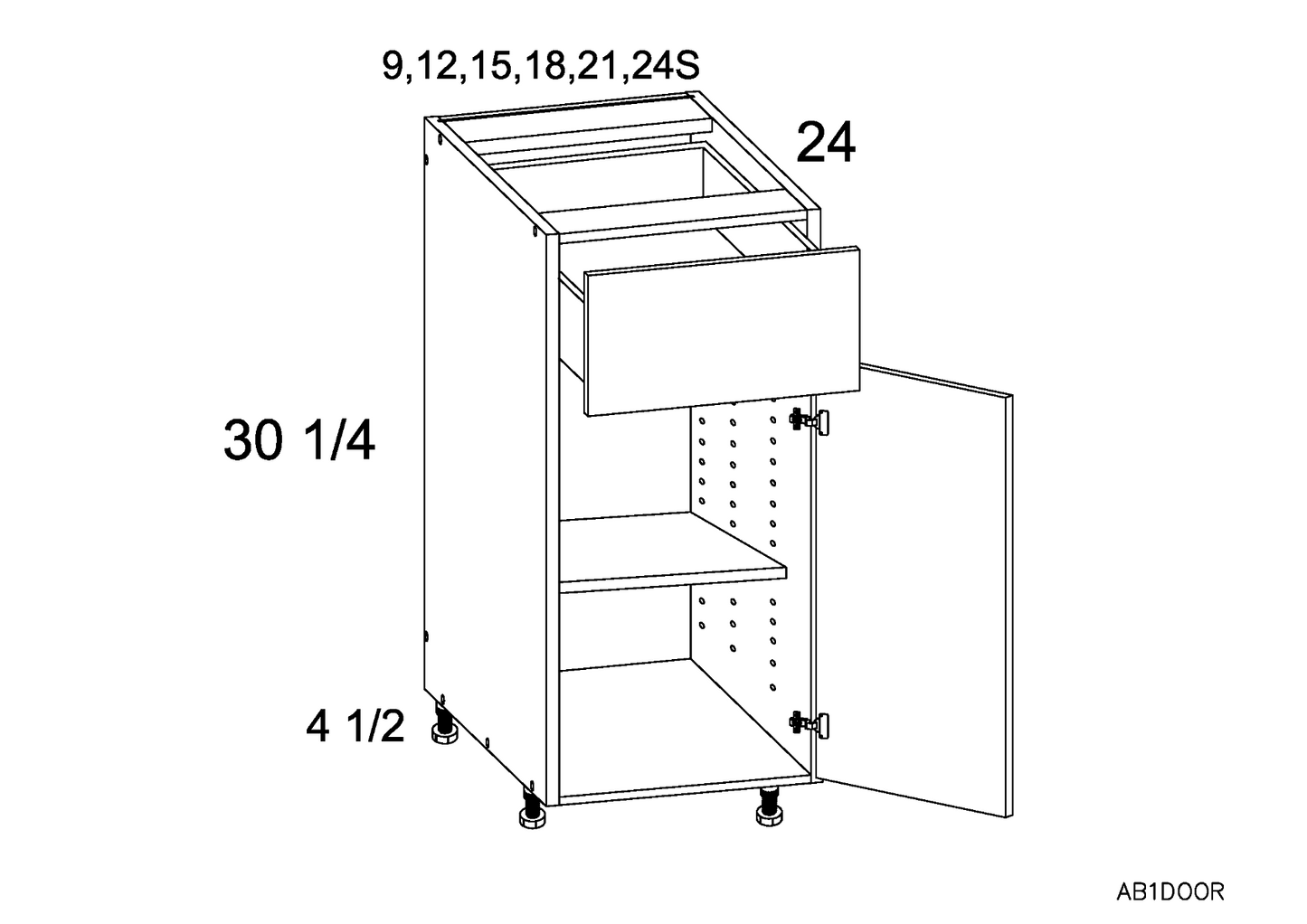 RTA Euro Gloss White 12" Base Cabinet