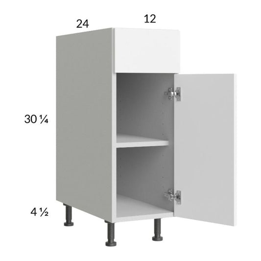RTA Euro Gloss White 12" Base Cabinet with 2 Finished End Panels