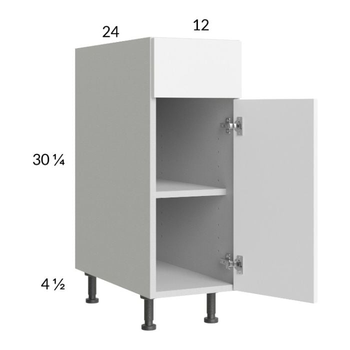 RTA Euro Gloss White 12" Base Cabinet