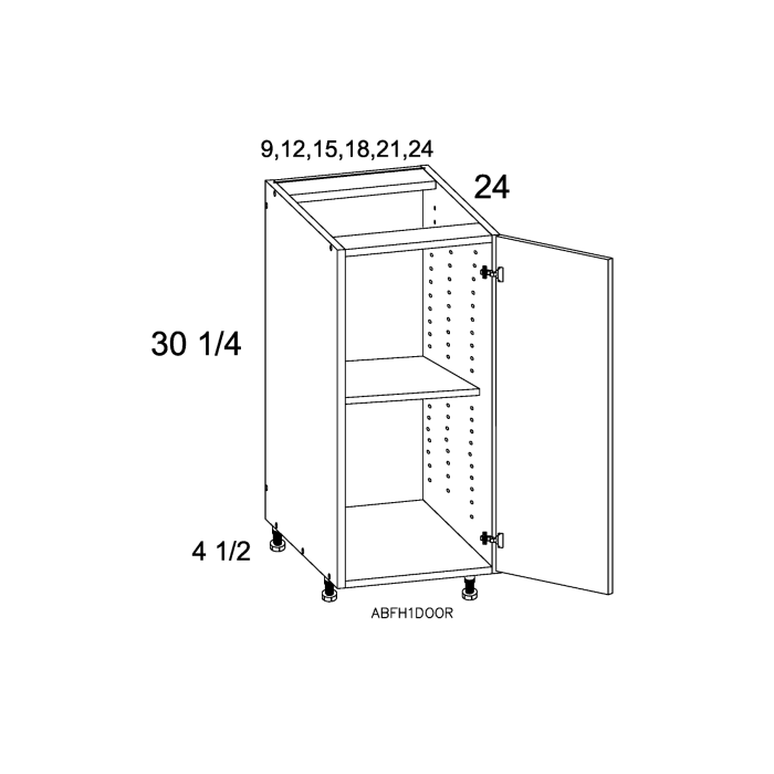 RTA Euro Gloss White 12" Full Height Door Base Cabinet with 2 Finished End Panels