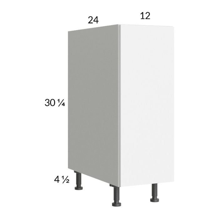 RTA Euro Gloss White 12" Full Height Door Base Pullout Cabinet