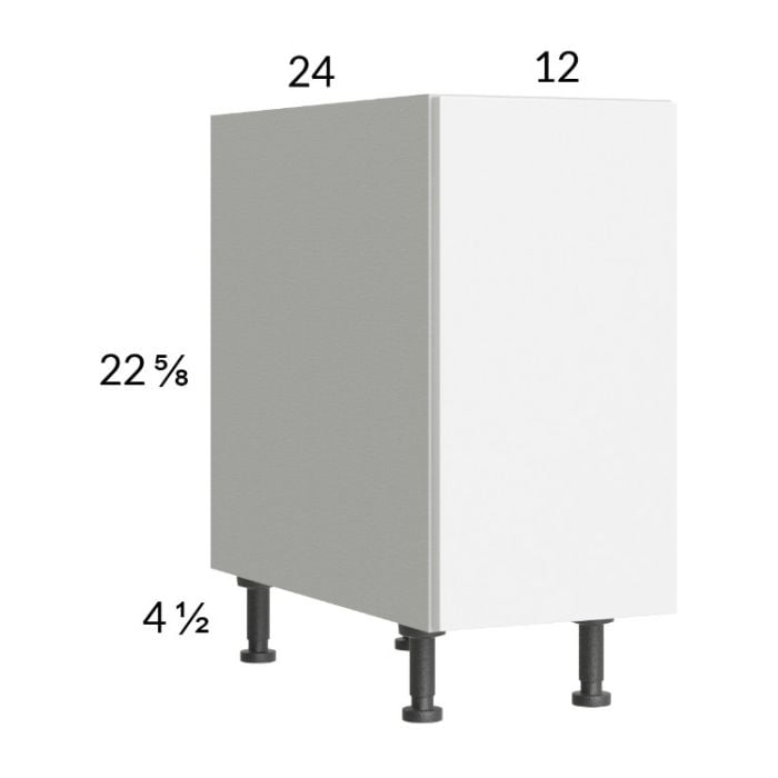 RTA Euro Gloss White 12" Full Height Door Desk Base Cabinet
