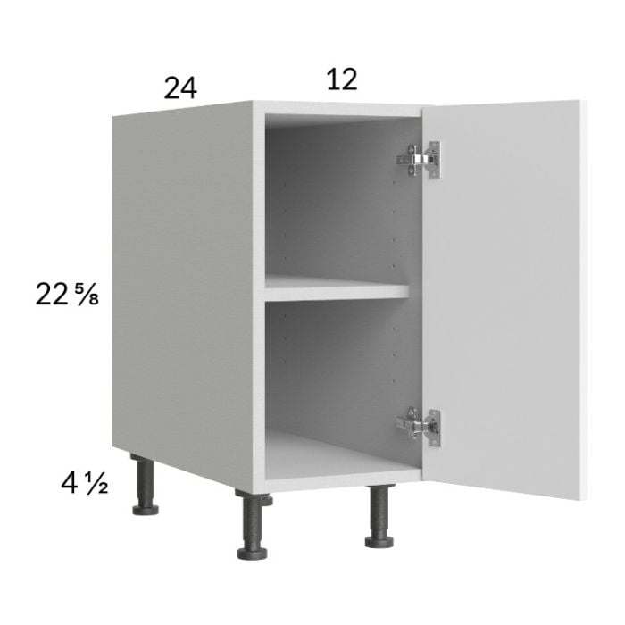 RTA Euro Gloss White 12" Full Height Door Desk Base Cabinet