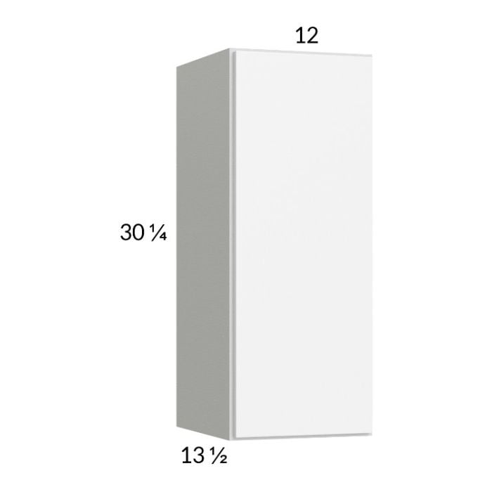 RTA Euro Gloss White 12" x 30-1/4" Wall Cabinet with1 Finished End Panel