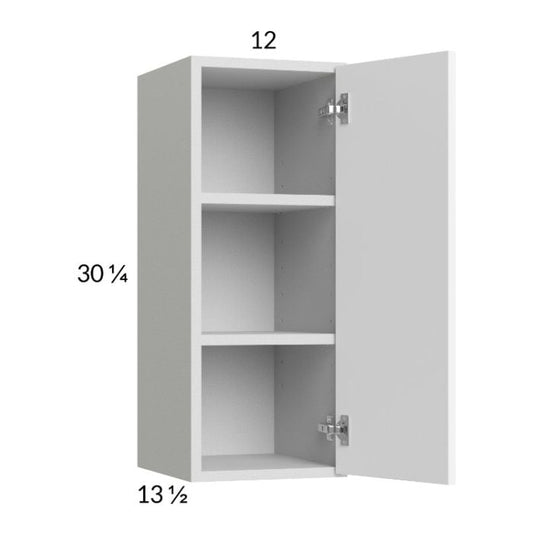 RTA Euro Gloss White 12" x 30-1/4" Wall Cabinet with1 Finished End Panel