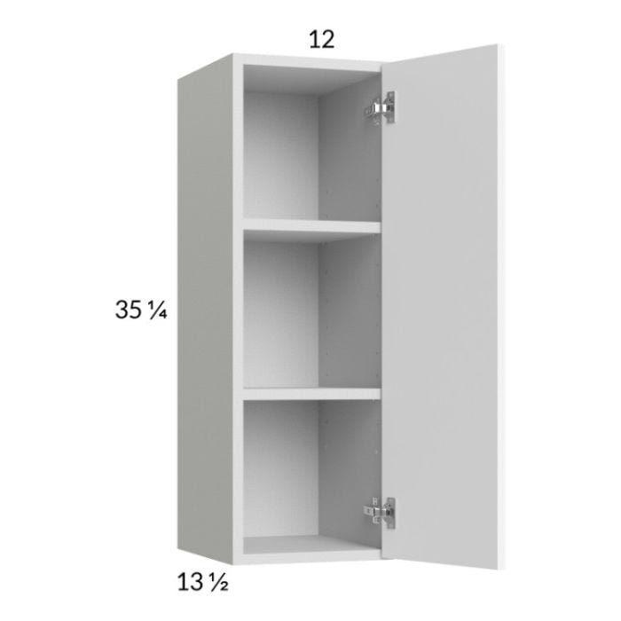 RTA Euro Gloss White 12" x 35-1/4" Wall Cabinet with 1 Finished End Panel