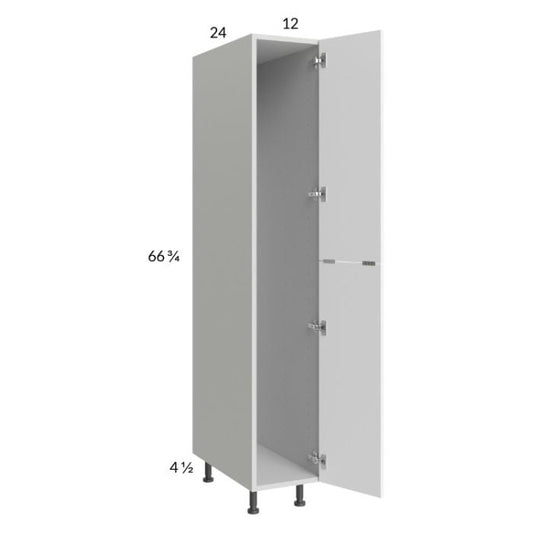RTA Euro Gloss White 12" x 71" - 1/4" Open Utility Cabinet with 1 Door and 2 Finished End Panels
