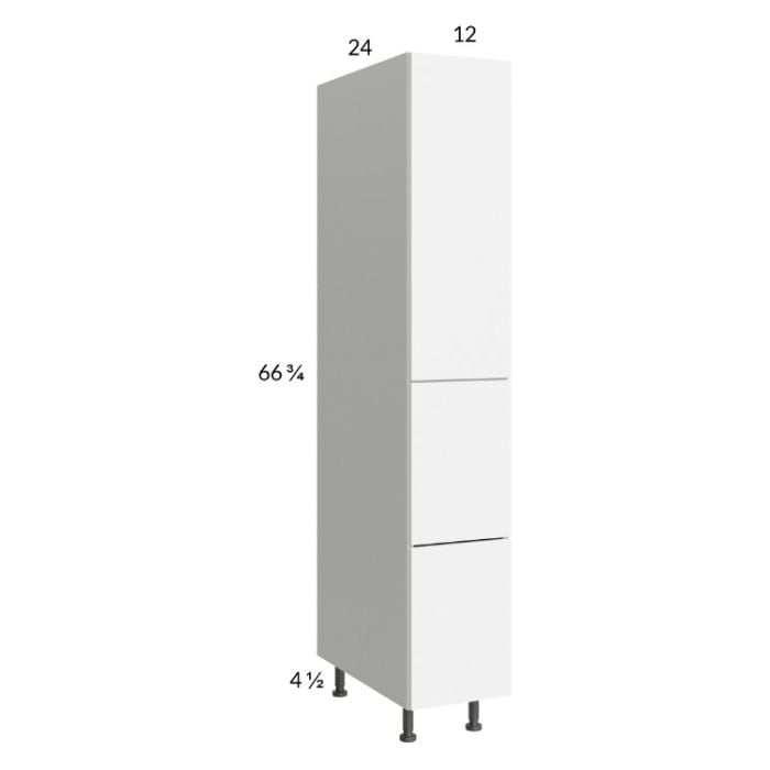 RTA Euro Gloss White 12" x" 71" - 1/4" Utility Cabinet with 1 Door, 2 Drawers and 1 Inner Drawer