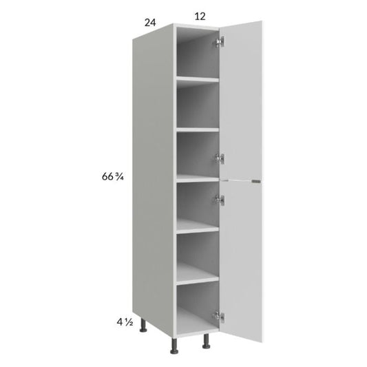 RTA Euro Gloss White 12" x 71" - 1/4" Utility Cabinet with 1 Door and 1 Finished End Panel