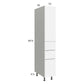 RTA Euro Gloss White 12" x 71" - 1/4" Utility Cabinet with 1 Door and 3 Drawers