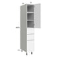 RTA Euro Gloss White 12" x 71" - 1/4" Utility Cabinet with 1 Door and 3 Drawers and 2 Finished End Panels