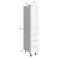 RTA Euro Gloss White 12" x 71" - 1/4" Utility Cabinet with 1 Door and 4 Drawers and 2 Finished End Panels