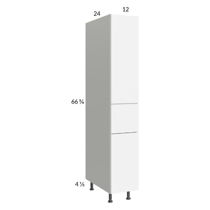 RTA Euro Gloss White 12" x 71" - 1/4" Utility Cabinet with 2 Doors and 1 Drawer and 1 Finished End Panel