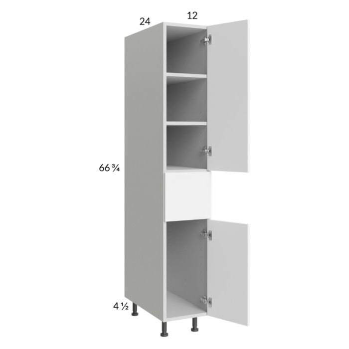 RTA Euro Gloss White 12" x 71" - 1/4" Utility Cabinet with 2 Doors and 1 Drawer