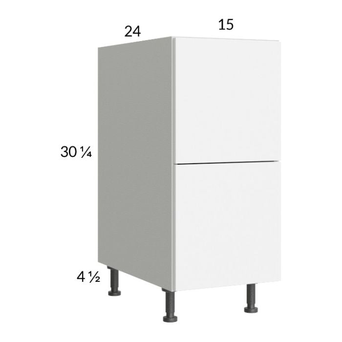 RTA Euro Gloss White 15" 2-Drawer Base Cabinet with 1 Inner Drawer and 1 Finished End Panel